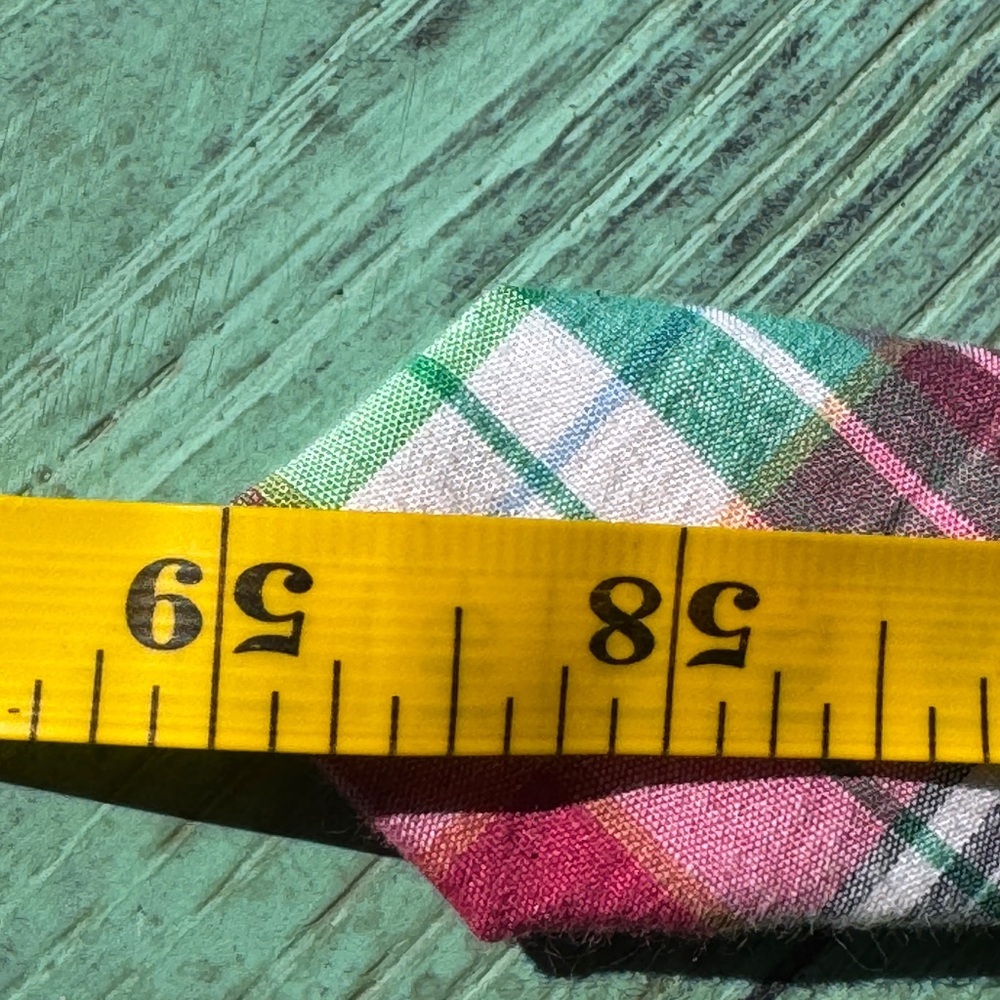 Crown & Ivy madras Men's Tie in Pink, Green & Gold - Easter 🐣 - Picture 4 of 5